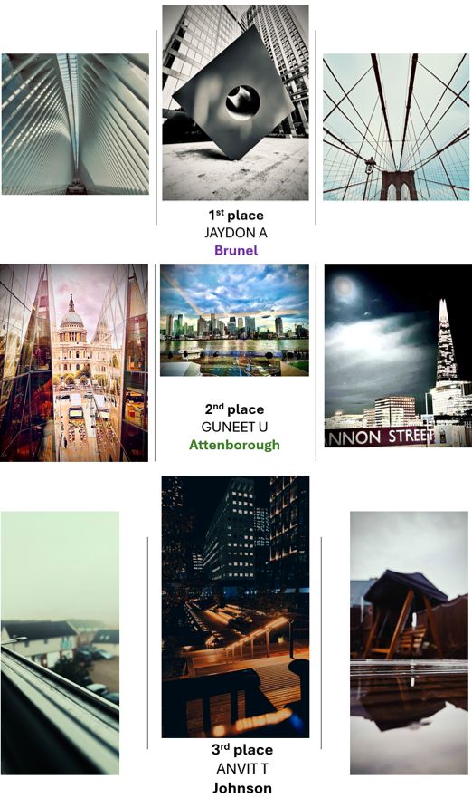 A collage of photos of buildings and a bridge

Description automatically generated