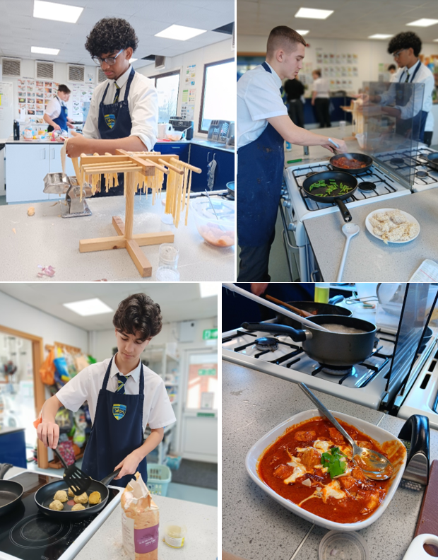 A collage of a person cooking in a kitchen

Description automatically generated