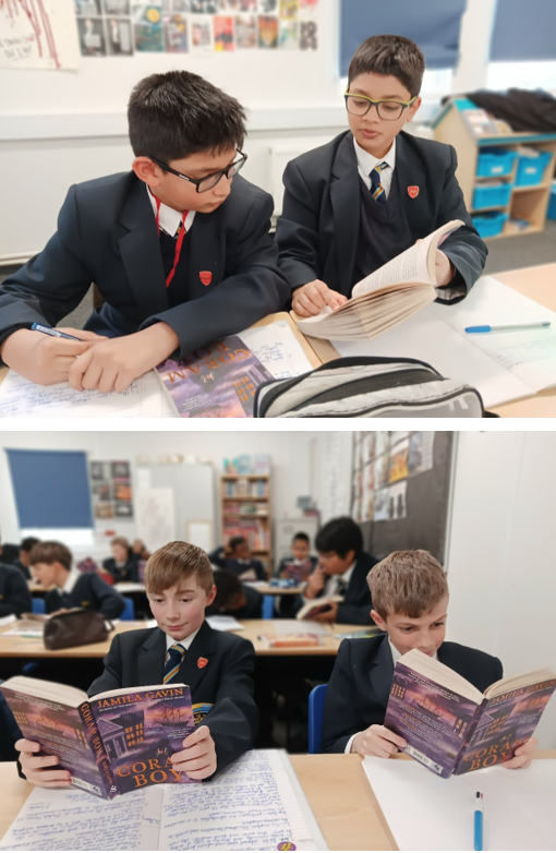 Two boys in a classroom reading books

AI-generated content may be incorrect.